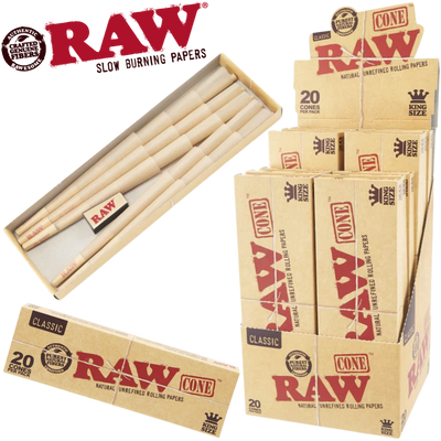 RAW CLASSIC 20PK PRE-ROLL KING SIZE CONES 12BX
