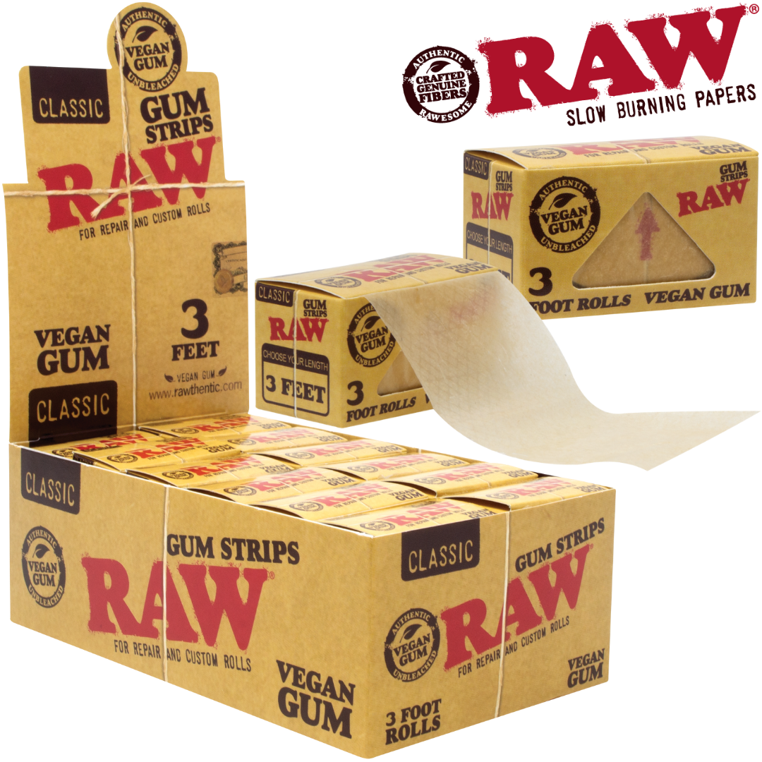 RAW CLASSIC VEGAN GUM STRIP ROLLS SW 24BX
