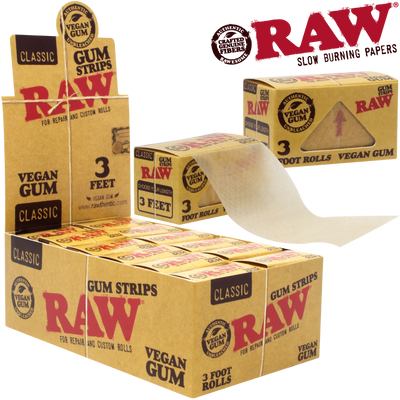 RAW CLASSIC VEGAN GUM STRIP ROLLS SW 24BX