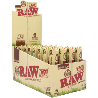 RAW Organic 6pk Pre-Roll 1 ¼ Cones 32bx