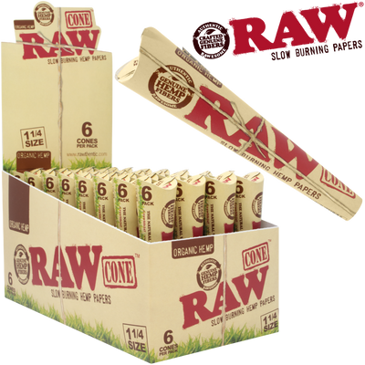 RAW ORGANIC 6PK PRE-ROLL 1 ¼ CONES 32BX