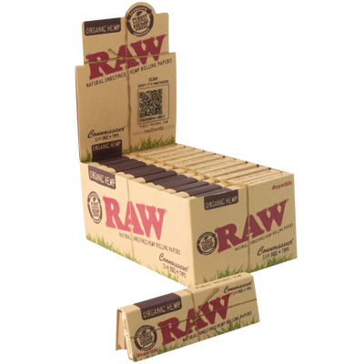 RAW Organic Connoisseur 1 ¼ Rolling Papers with Tips 24bx