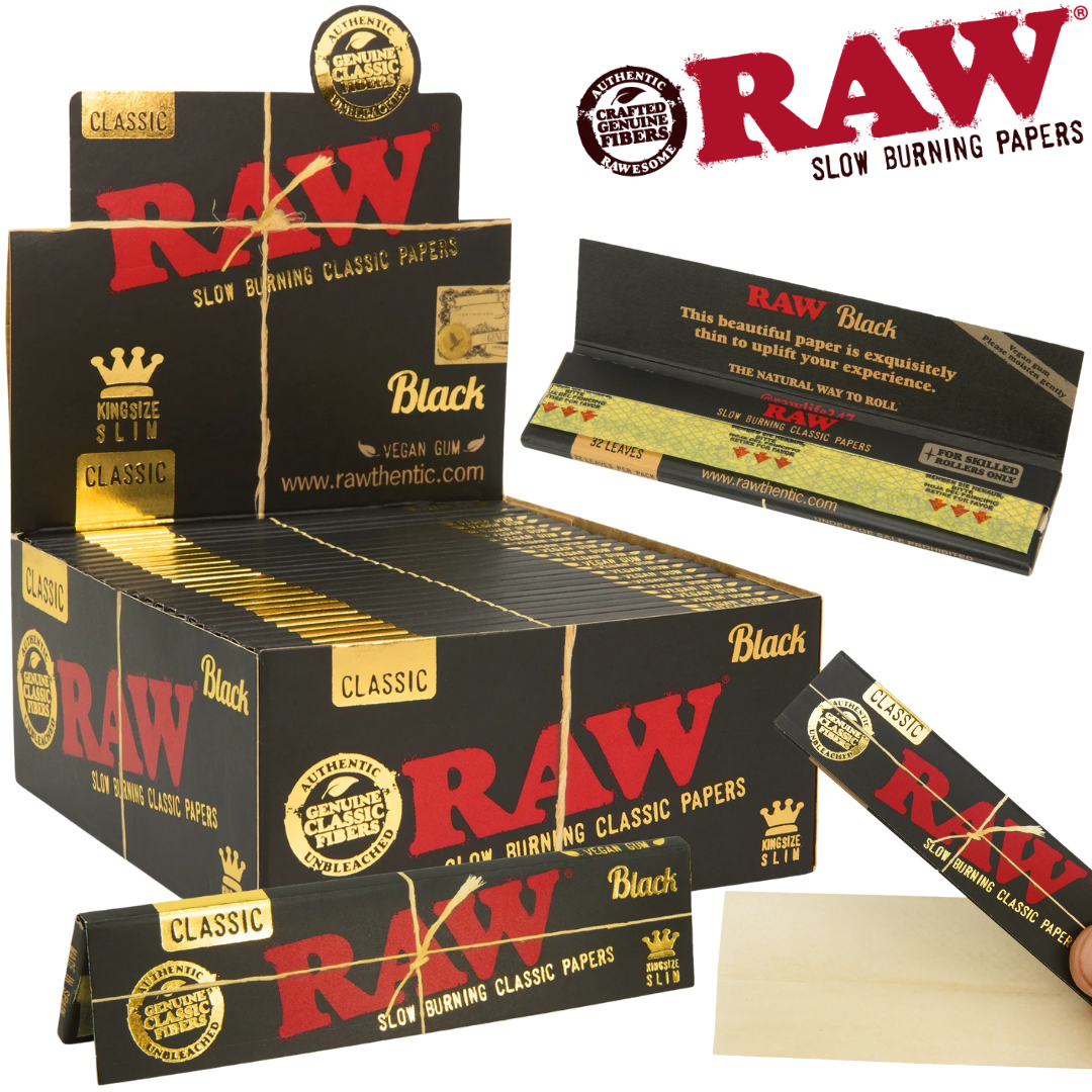 RAW BLACK CLASSIC KING SIZE SLIM ROLLING PAPERS