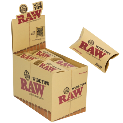 RAW Pre-Rolled 21pk Wide Tips 20bx – $20.00