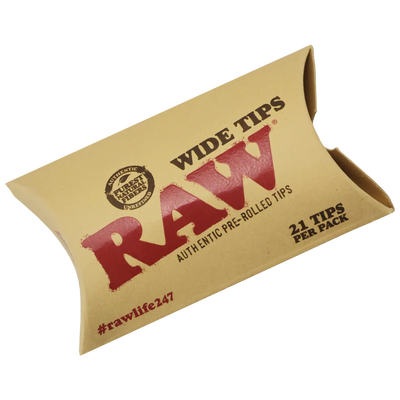 RAW Pre-Rolled 21pk Wide Tips 20bx – $20.00