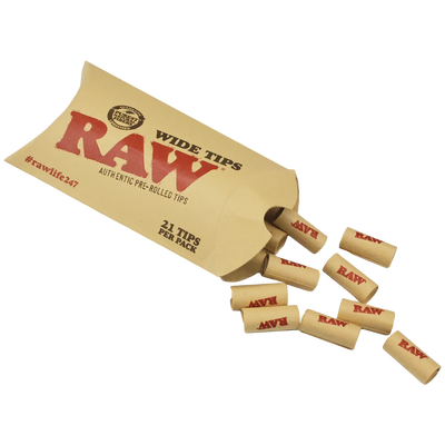 RAW Pre-Rolled 21pk Wide Tips 20bx – $20.00