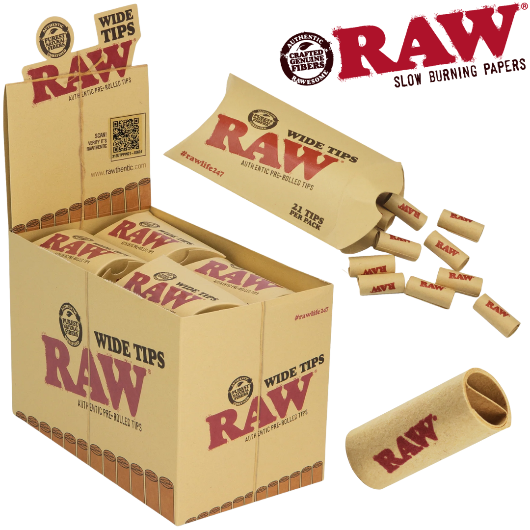 RAW PRE-ROLLED 21PK WIDE TIPS 20BX