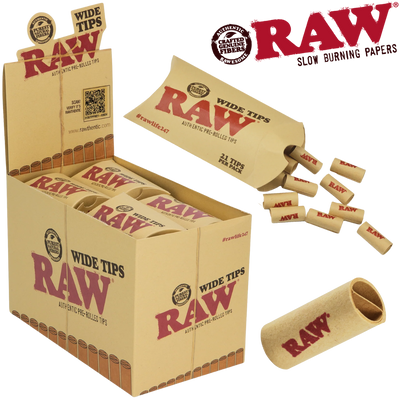 RAW PRE-ROLLED 21PK WIDE TIPS 20BX