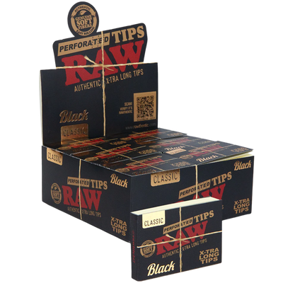 RAW Black Classic Extra Long Perforated Tips 36bx