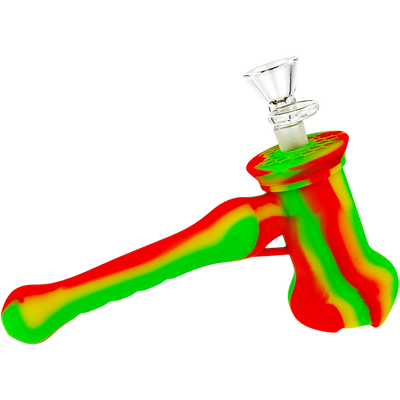 8″ SILICONE HAMMER BUBBLER W/ GLASS FLOWER BOWL