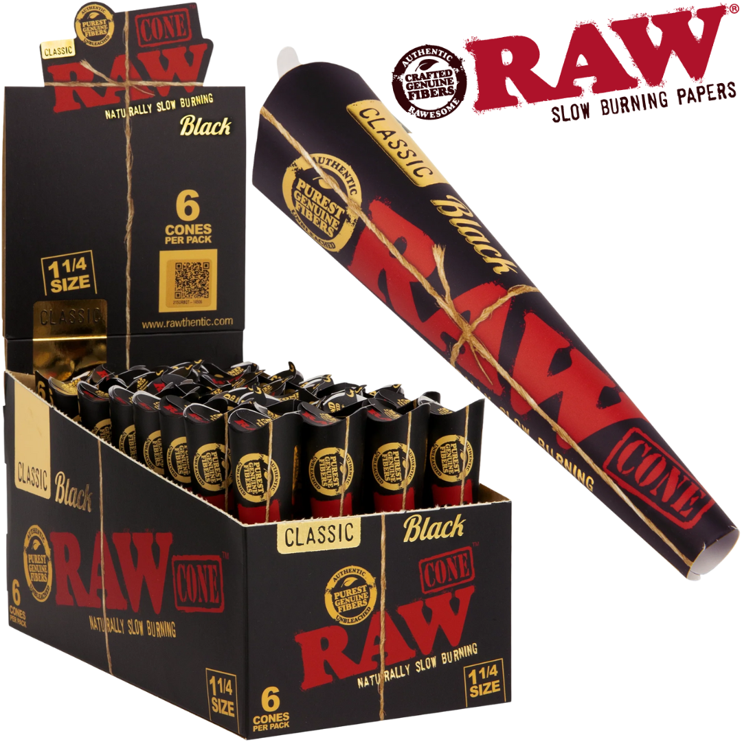 RAW BLACK 1 ¼ TRIANGLE SCOOP CONES 6PK 30BX