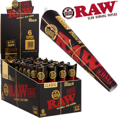 RAW BLACK 1 ¼ TRIANGLE SCOOP CONES 6PK 30BX