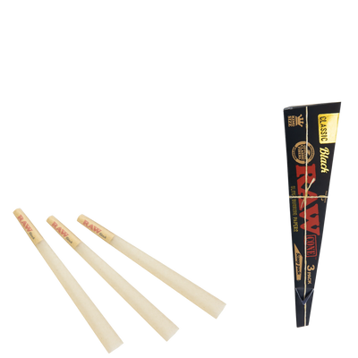 RAW Black King Size Triangle Scoop Cones 3pk 30bx