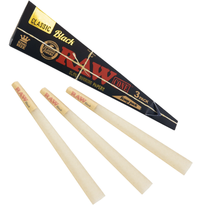 RAW Black King Size Triangle Scoop Cones 3pk 30bx