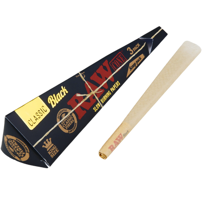 RAW Black King Size Triangle Scoop Cones 3pk 30bx