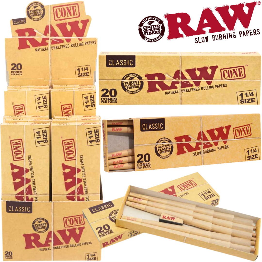 RAW CLASSIC 20PK PRE-ROLL 1 ¼ CONES 12BX