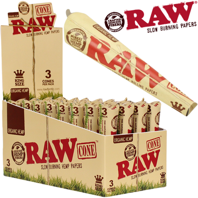 RAW ORGANIC 3PK PRE-ROLL KING SIZE CONES 32BX
