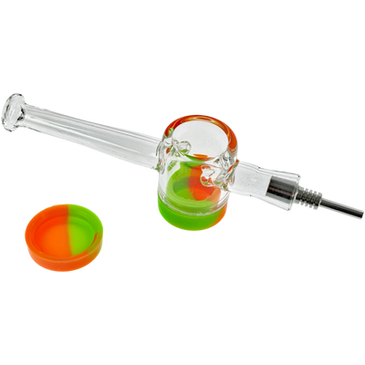 3.5″ Clear Reclaim Nectar Straw with quartz tip, clip and silicone reclaim puck