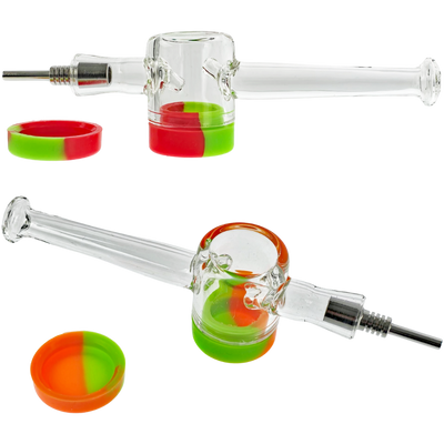 3.5″ Clear Reclaim Nectar Straw with quartz tip, clip and silicone reclaim puck