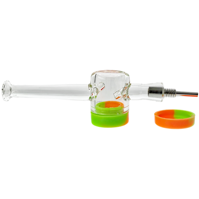3.5″ Clear Reclaim Nectar Straw with quartz tip, clip and silicone reclaim puck