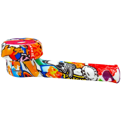 3.5″ Silicone Decal Hand Pipe w/ Metal Bowl & Lid – 20ct Display