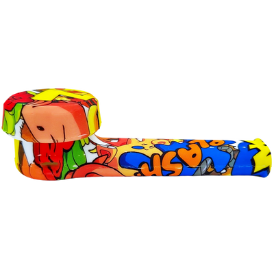 3.5″ Silicone Decal Hand Pipe w/ Metal Bowl & Lid – 20ct Display