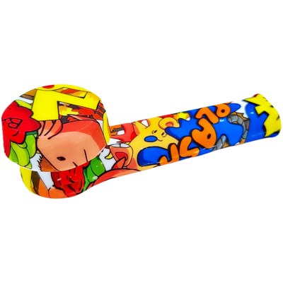 3.5″ Silicone Decal Hand Pipe w/ Metal Bowl & Lid – 20ct Display