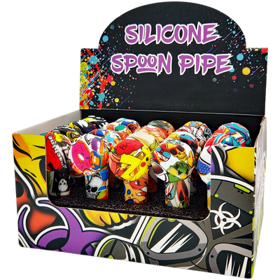 3.5″ Silicone Decal Hand Pipe w/ Metal Bowl & Lid – 20ct Display
