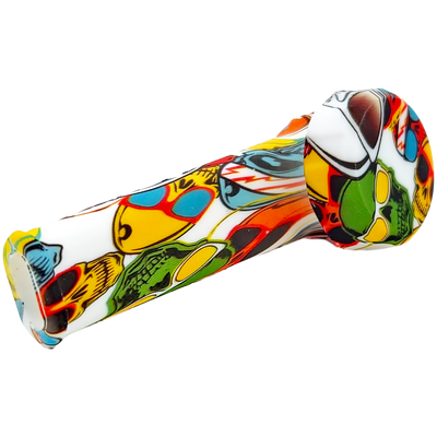 3.5″ Silicone Decal Hand Pipe w/ Metal Bowl & Lid – 20ct Display
