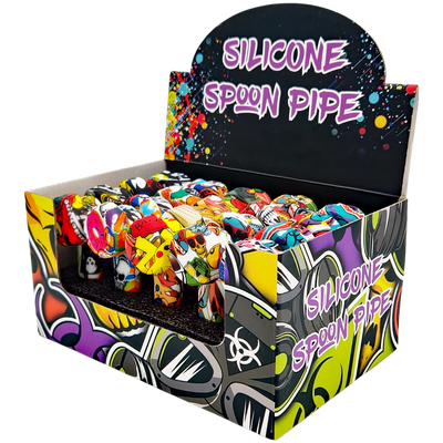 3.5″ Silicone Decal Hand Pipe w/ Metal Bowl & Lid – 20ct Display