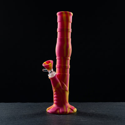 13" Silicone Bent Breakaway Straight Suction Bong in Pink Red