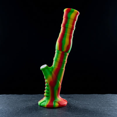 13" Silicone Bent Breakaway Straight Suction Bong in Red Green Yellow