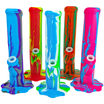 10" Silicone Suction Lighter Straight Bong