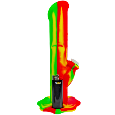 10" Silicone Suction Lighter Straight Bong