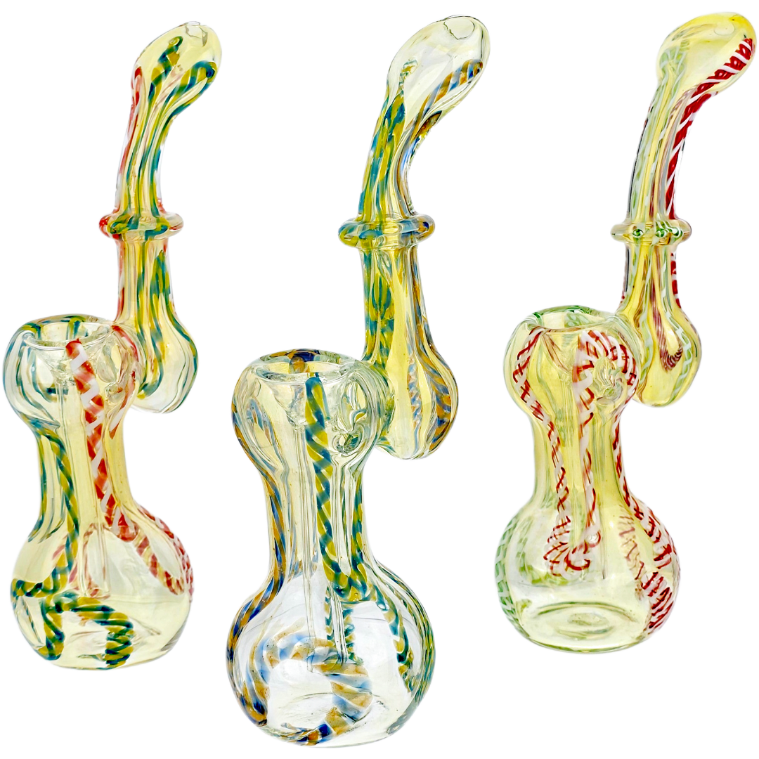 7″ TWO-TONE TWISTED CANE BUBBLER