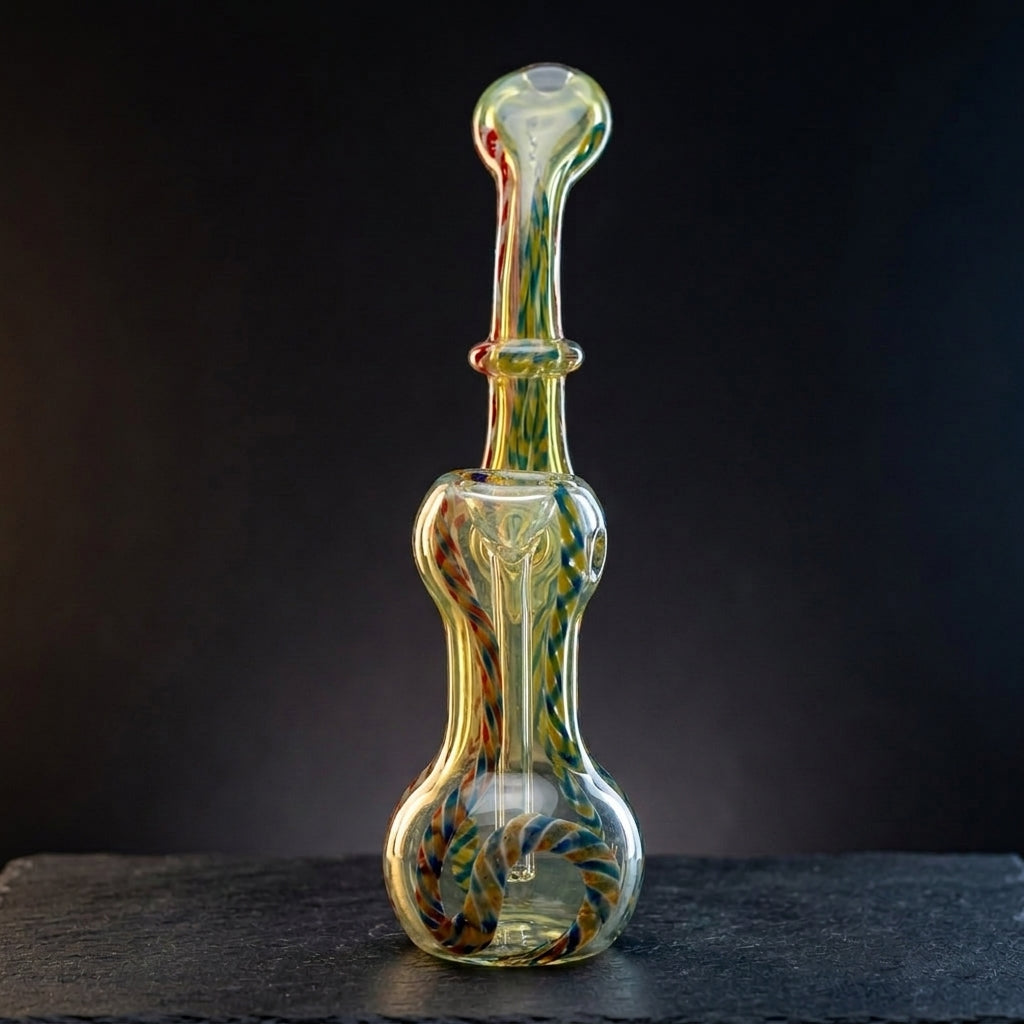 7" Two-Tone Twisted Cane Bubbler