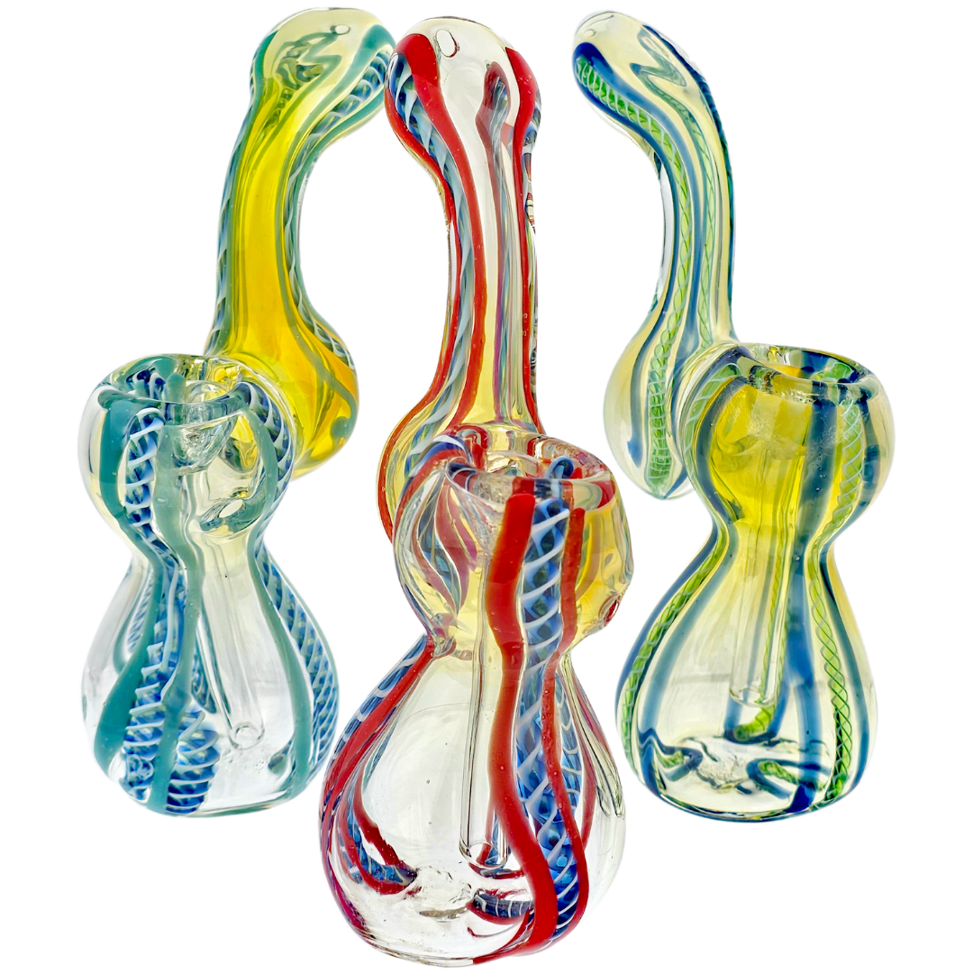 6″ TWO-TONE TWIST CANE FUME ACCENT BUBBLER