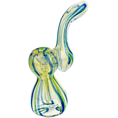 6" Two-Tone Twist Cane Fume Accent Bubbler - close-up view