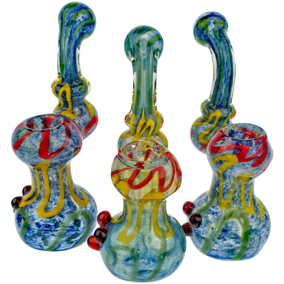 5.5″ BLUE FRIT RASTA SCRIBBLE BUBBLER
