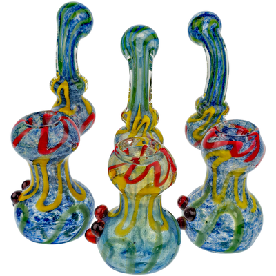 5.5″ BLUE FRIT RASTA SCRIBBLE BUBBLER
