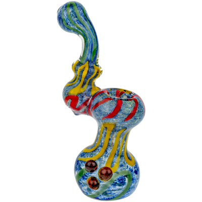 5.5″ Blue Frit Rasta Scribble Bubbler
