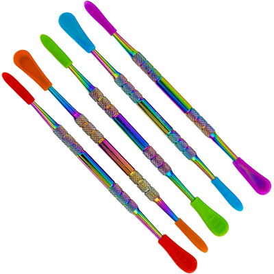 5″ IRIDESCENT STAINLESS STEEL DAB TOOL W/ SILICONE TIPS