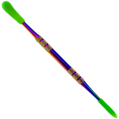 5″ IRIDESCENT STAINLESS STEEL DAB TOOL W/ SILICONE TIPS