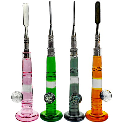 5.5" Stand Up Glass w/ Dichro Marble & Stainless Steel Tip Dab Tool - photo 2