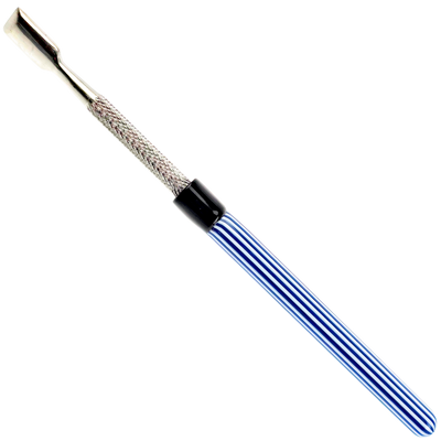 5" Color Line Swirl Glass Handle Stainless Steel Dab Tool - detail view