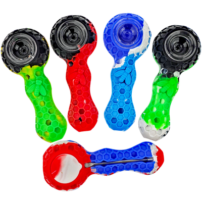 4″ SILICONE HONEYCOMB SPOON W/ POKER