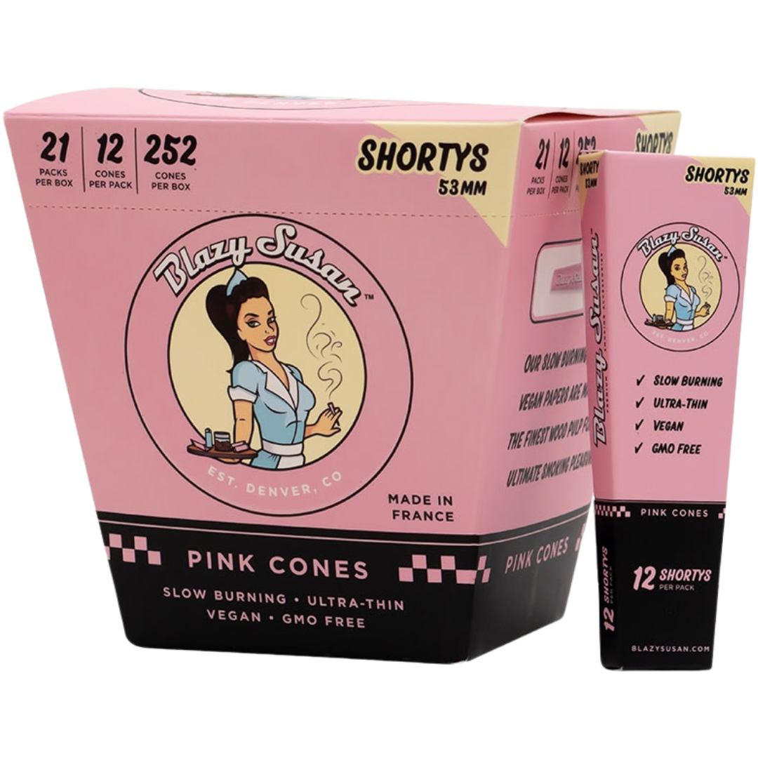 BLAZY SUSAN SHORTY 53MM PINK PRE ROLLED CONES | FULL BOX