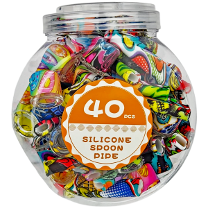 3.5″ SILICONE DECAL HAND PIPE W/ GLASS BOWL – 40CT JAR