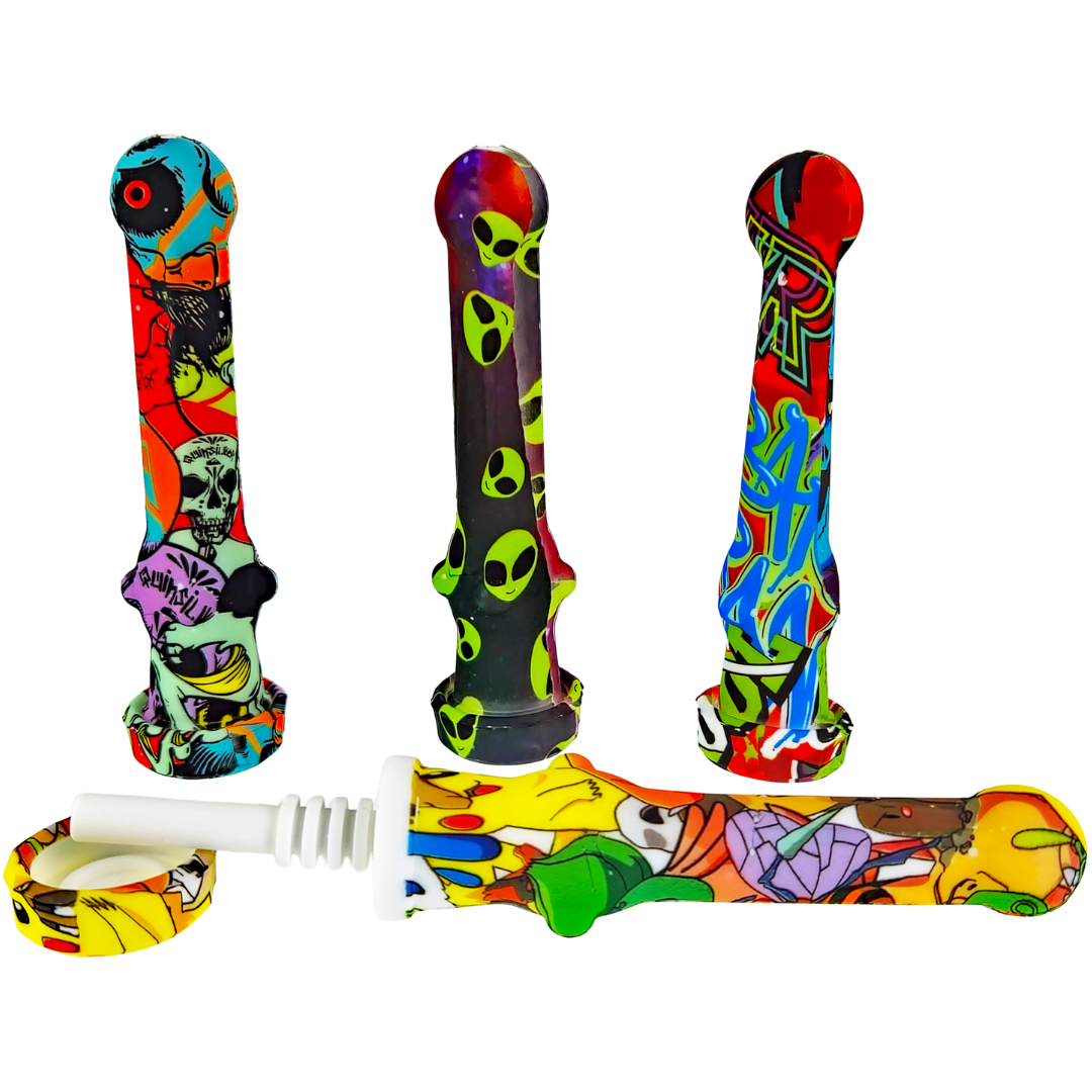 4.5″ SILICONE DECAL NECTAR STRAW W/ CERAMIC TIP