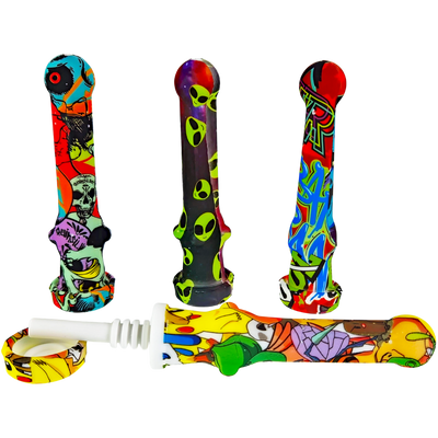 4.5″ SILICONE DECAL NECTAR STRAW W/ CERAMIC TIP